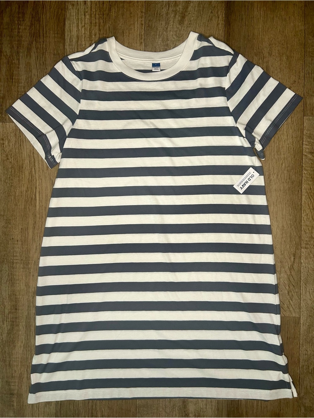 Old Navy Navy and White Striped Short-Sleeve Tee